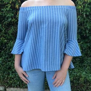 Boutique striped off-the-shoulder top